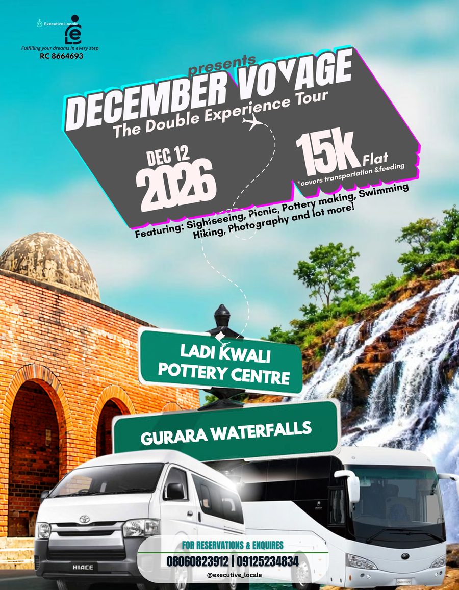 December Voyage flyer: Ladi Kwali Pottery Centre and Gurara Waterfalls, December 12, 2026
